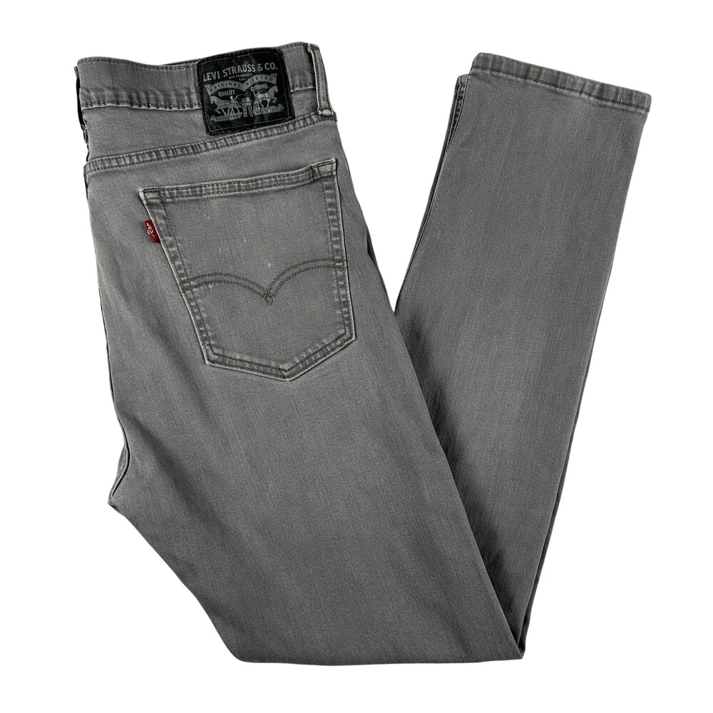 Levis Jeans Mens 36x30 Medium Wash Gray Denim Slim Straight Stretch Zip Fly